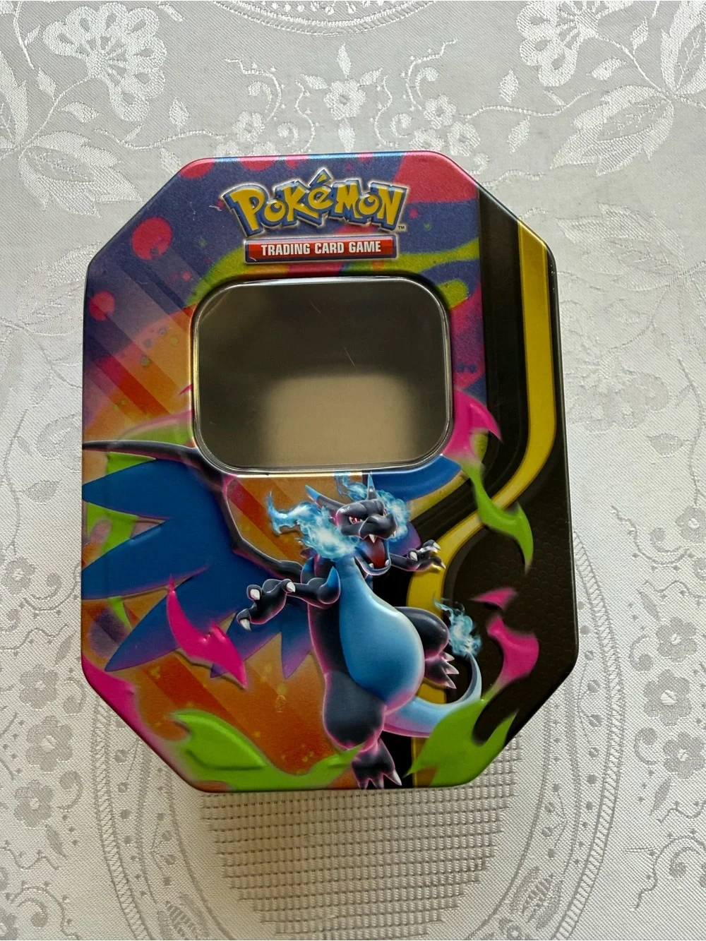 Pokémon TCG Mega Empty Trading Card Game Tin Box Charizard Artwork Multicolor